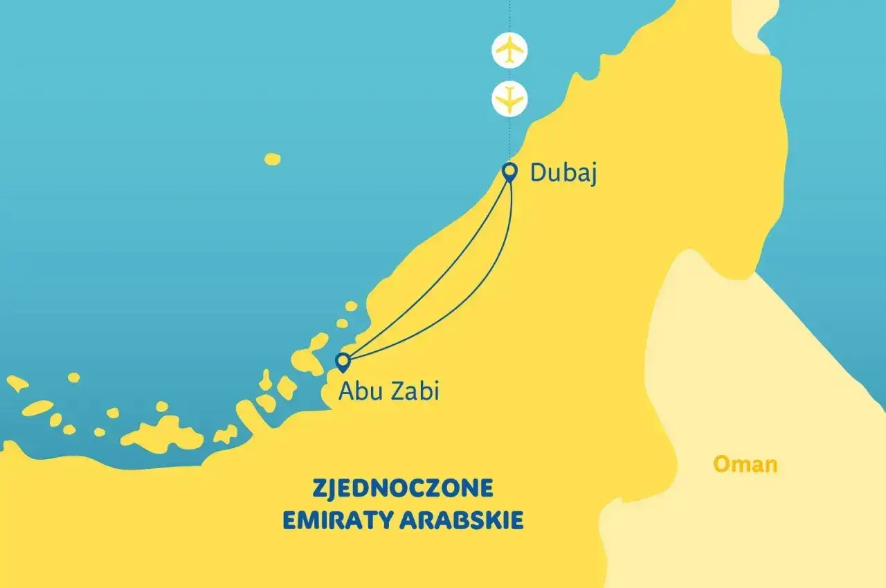 Mapa Zjednoczonych Emiratów Arabskich. Na jakim kontynencie leży Dubaj? Na Bliskim Wschodzie, w Azji.